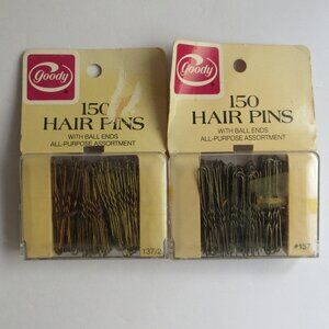 Goody Hair Pins #137 Ball Ends Brown 150/pk NOS in Plastic Case 1977 2 Packages